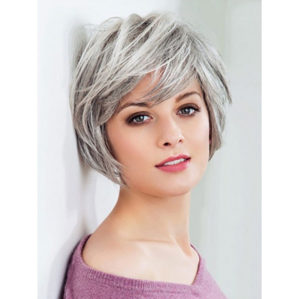 Fashion Chin Length Ladies Grey Hair Wig