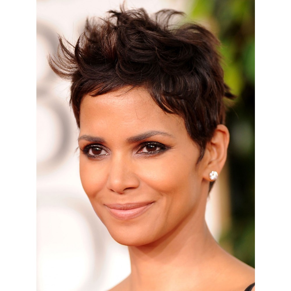 Halle Berry Short Black Pixie Cut Human Hair Wig