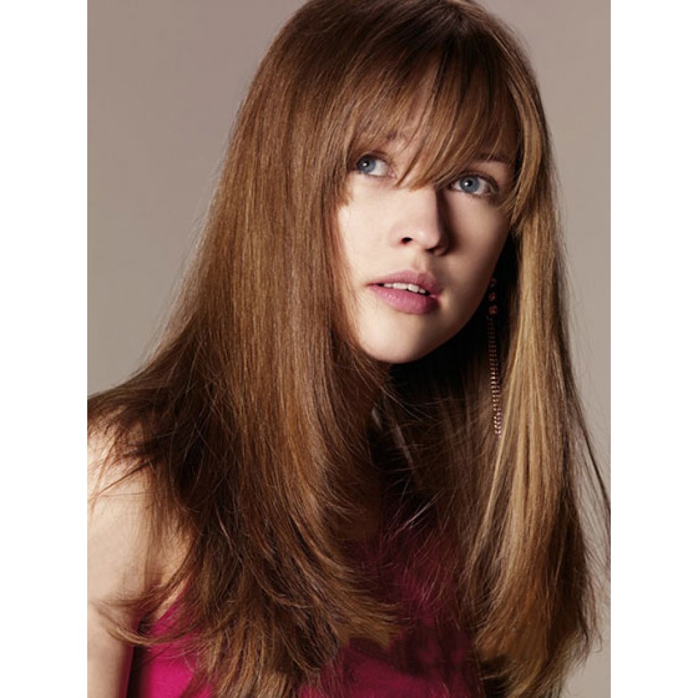 Long Straight Capless Human Hair Wig With Bangs