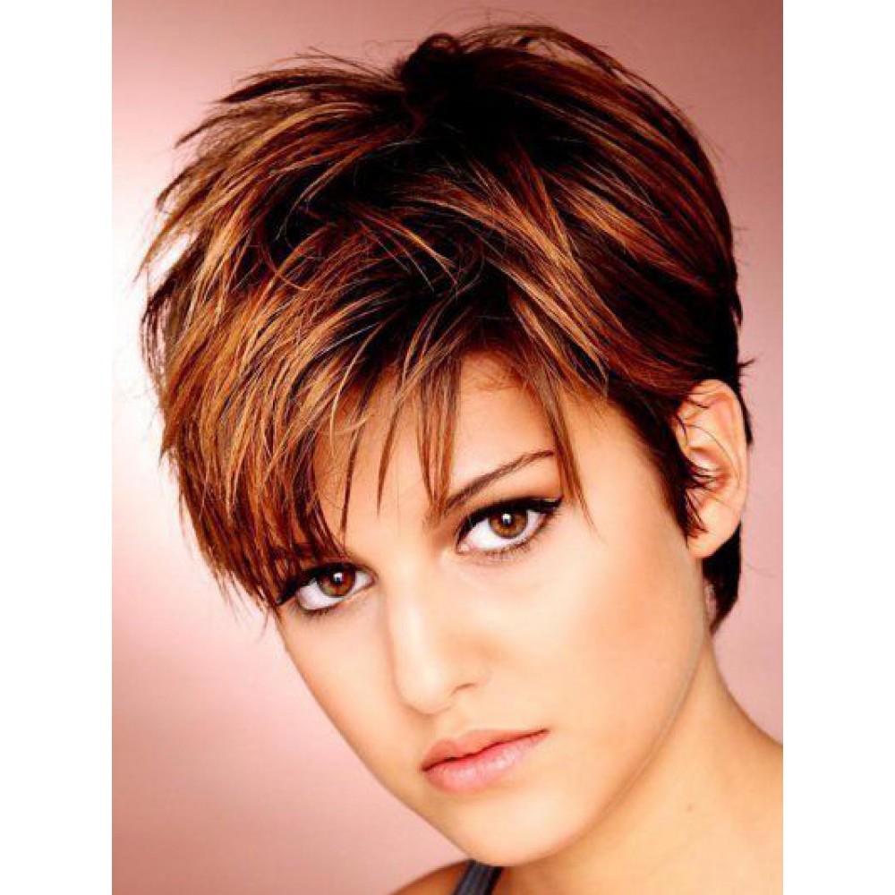 Women's Short Human Hair Celebrity Wigs With Bangs